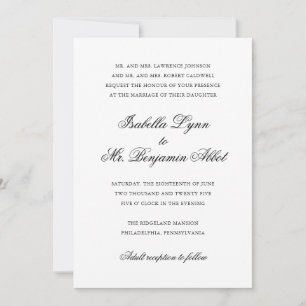 Traditional Black and White Formal Elegant Wedding Invitation