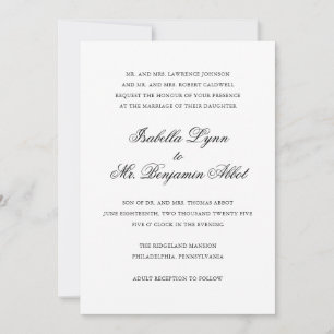 Traditional Black and White Formal Elegant Wedding Invitation