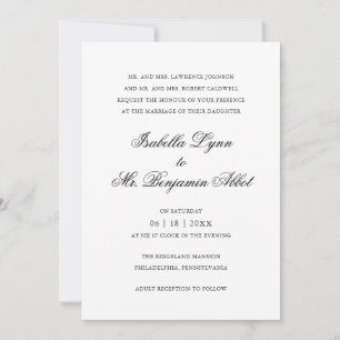 Traditional Black and White Formal Elegant Wedding Invitation