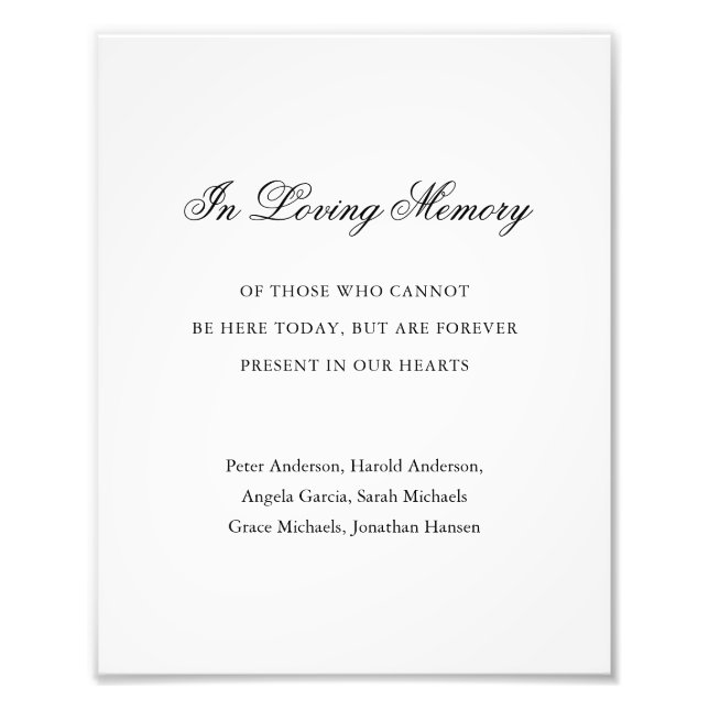 Traditional Black and White Formal Elegant Wedding Photo Print (Front)