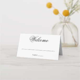 Traditional Black and White Formal Elegant Wedding Place Card