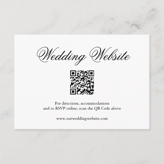 Traditional Black and White Formal QR Code Wedding Enclosure Card (Front)