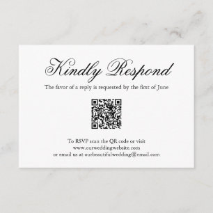 Traditional Black and White Formal QR Code Wedding RSVP Card