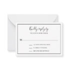 Traditional Black and White Mini Wedding RSVP Card