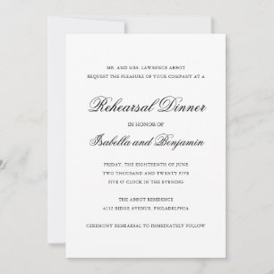 Traditional Black and White Rehearsal Dinner Invitation