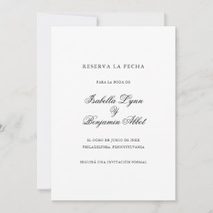 Traditional Black and White Spanish Wedding Save The Date