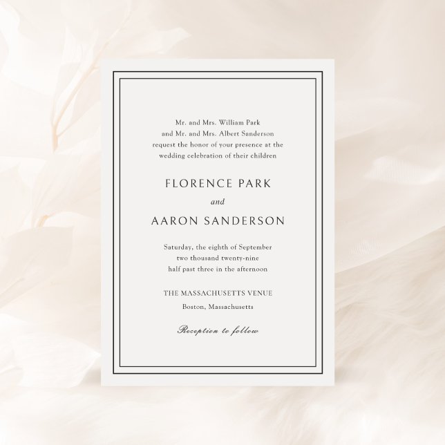 Traditional Black and White Timeless Wedding Invitation (Creator Uploaded)