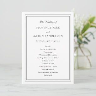 Traditional Black and White Timeless Wedding Program