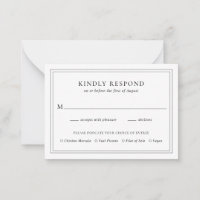 Traditional Black and White Wedding Mini RSVP Card