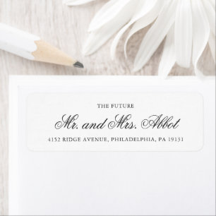 Traditional Black and White Wedding Return Address Label
