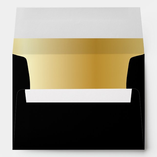 Traditional Black Blank Envelope with Gold Inside (Back (Bottom))