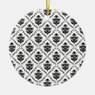 Traditional Black Damask Ceramic Tree Decoration
