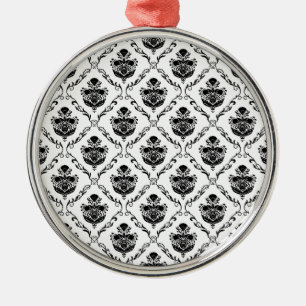 Traditional Black Damask Metal Ornament