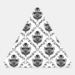 Traditional Black Damask Triangle Sticker