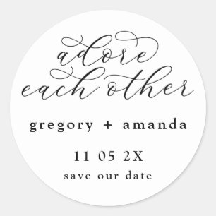 Traditional Black on White Elegant Calligraphy Classic Round Sticker