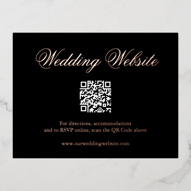 Traditional Black QR Code Wedding Enclosure Card (Front)