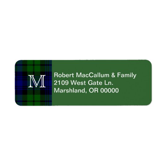 Traditional Black Watch Tartan Plaid Return Address Label