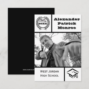 Traditional Black & White - 3x5 Grad Announcement