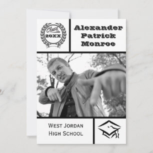 Traditional Black & White - Graduation Invitation