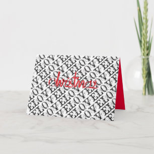 Traditional Black White Love Modern Red Christmas Holiday Card