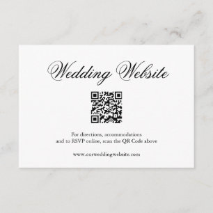 Traditional Black White QR Code Elegant Wedding Enclosure Card