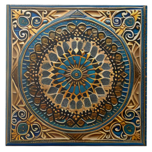 Traditional Blue and Brown ceramic art  Tile