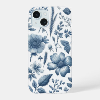 Traditional Blue Floral Fine China Pattern iPhone 15 Case