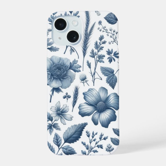 Traditional Blue Floral Fine China Pattern iPhone 15 Case (Back)