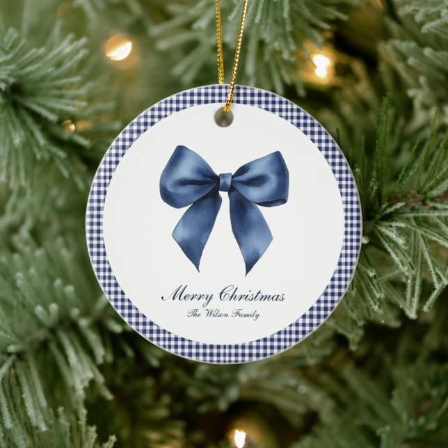 Traditional Blue Knot Christmas  Ceramic Ornament (Tree)