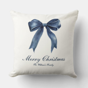 Traditional Blue Knot Christmas Cushion