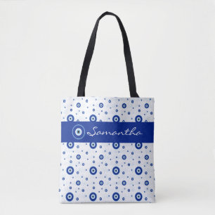 Traditional Blue Nazar Evil Eye Charm Tote Bag