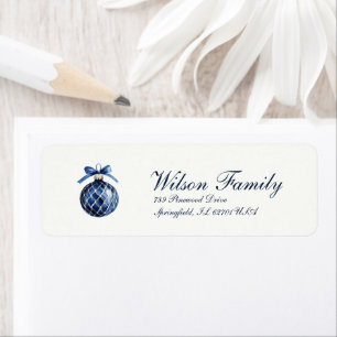 Traditional Blue Ornament Christmas Return Return Address Label