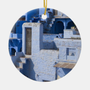 Traditional blue painted house, Jodphur Ceramic Tree Decoration