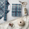 Traditional blue teal gold white madras plaid 
