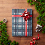 Traditional blue teal gold white madras plaid  wrapping paper<br><div class="desc">Traditional blue,  teal,  gold and white madras plaid grid consisting of crisscrossed,  horizontal and vertical bands pattern. Farmhouse country rustic holiday pattern gift wrapping paper.
Madras is a regular plaid made of off-kilter,  quirky,  asymmetrical patterns.
Great for Hanukkah,  Christmas and the holiday season.</div>