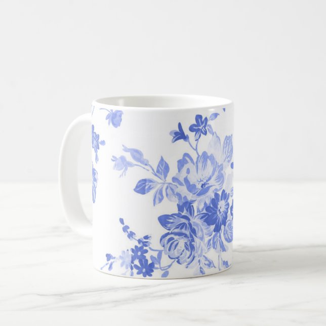 traditional blue  white flower china pattern mug (Front Left)