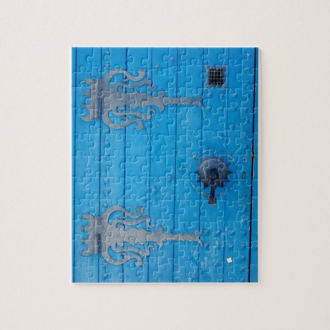Traditional Blue Wooden Door in TunisiaPhotograph Jigsaw Puzzle (Vertical)