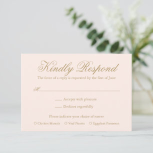 Traditional Blush Pink Formal Elegant Wedding RSVP Card