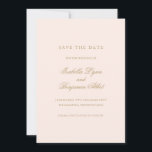 Traditional Blush Pink Formal Elegant Wedding Save The Date<br><div class="desc">Elegant non photo Save the Date Card with traditional wording.  Your names are in calligraphy and your details are in a serif font.  All text is faux gold over a blush pink background.  This classic style Save the Date without pictures is perfect for a formal wedding.</div>