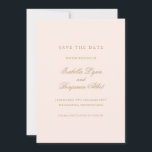 Traditional Blush Pink Formal Elegant Wedding Save The Date<br><div class="desc">Elegant non photo Save the Date Card with traditional wording.  Your names are in calligraphy and your details are in a serif font.  All text is faux gold over a blush pink background.  This classic style Save the Date without pictures is perfect for a formal wedding.</div>