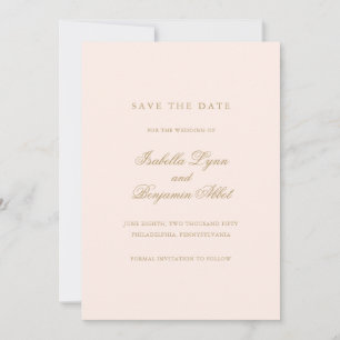 Traditional Blush Pink Formal Elegant Wedding Save The Date