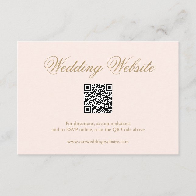 Traditional Blush Pink Formal QR Code Wedding Enclosure Card (Front)