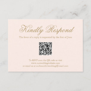 Traditional Blush Pink Formal QR Code Wedding RSVP Card
