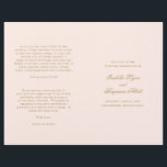 Traditional Blush Pink Formal Wedding Program<br><div class="desc">Classic style folded Wedding Program with accent words in an elegant calligraphy typography. The front has your event details, the inside has your wedding party and order of ceremony. The back has a template for your message / quotes. All text is in faux gold over a blush pink background and...</div>