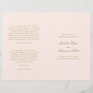 Traditional Blush Pink Formal Wedding Program