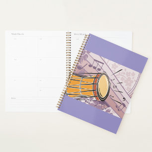 Traditional Bongo Drum With Music Notes Planner
