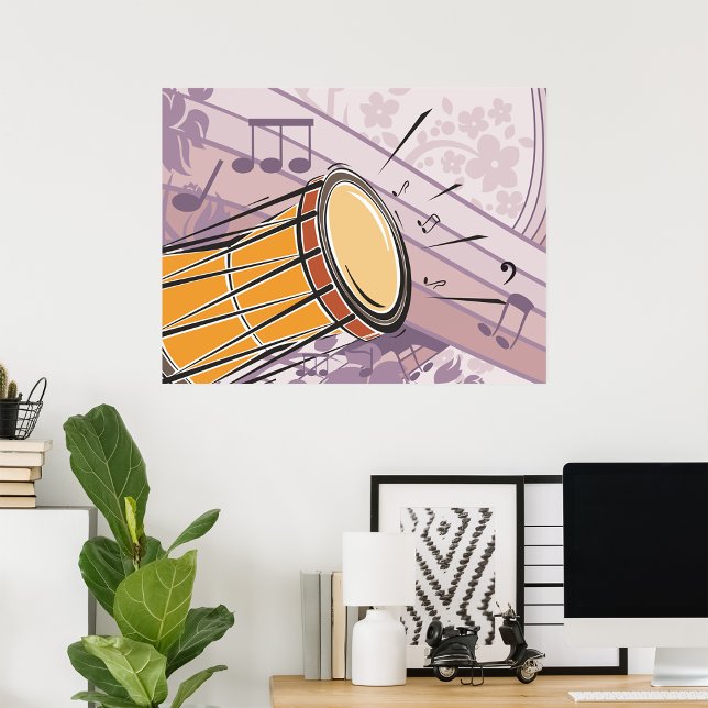 Traditional Bongo Drum With Music Notes Poster (Creator Uploaded)