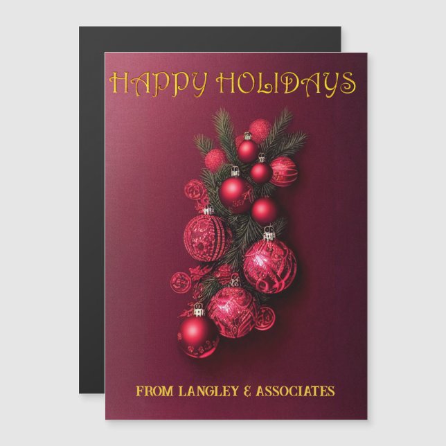 Traditional Bordeaux Happy Holidays Card (Front/Back)