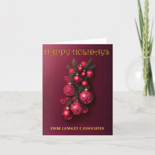Traditional Bordeaux Happy Holidays Customisable Holiday Card