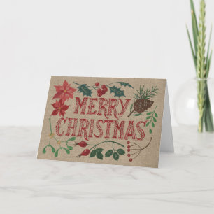 Traditional Botanical Christmas Holiday Card